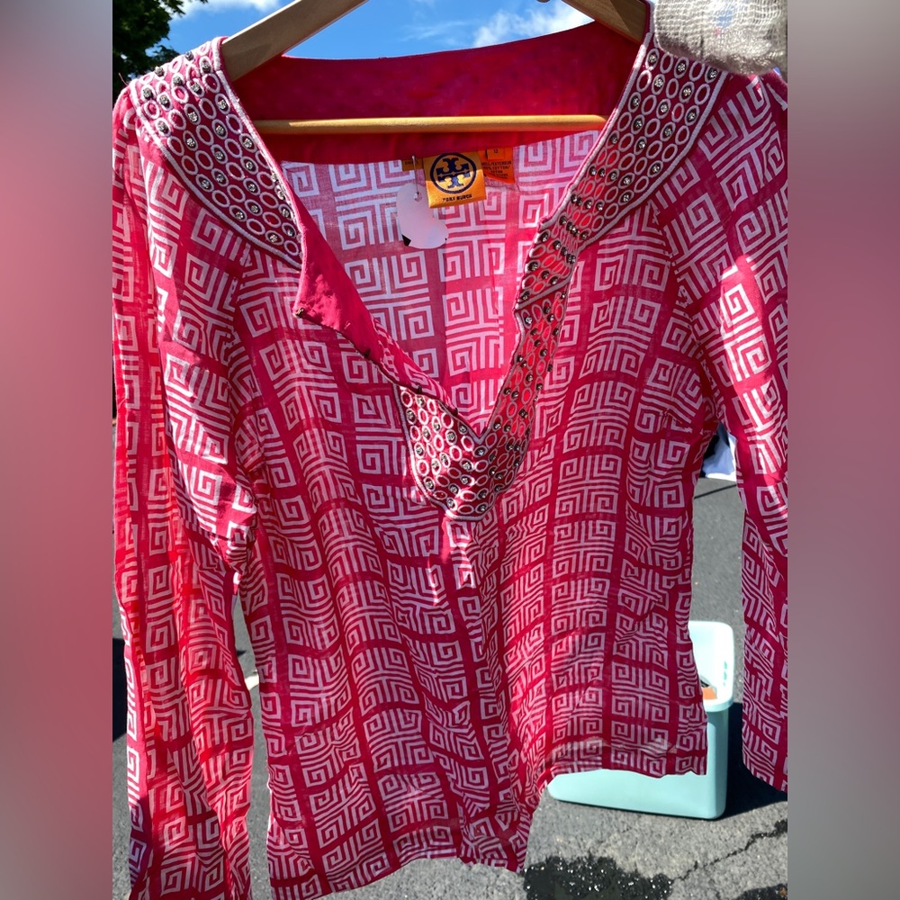 New Tory Burch Crystal studded long sleeve
